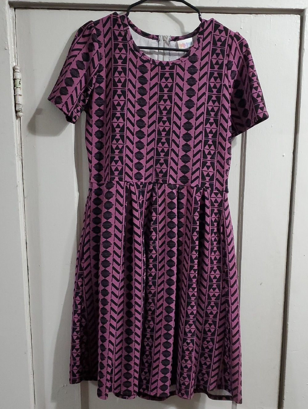 LuLaRoe Purple and Black Geometric Midi Dress